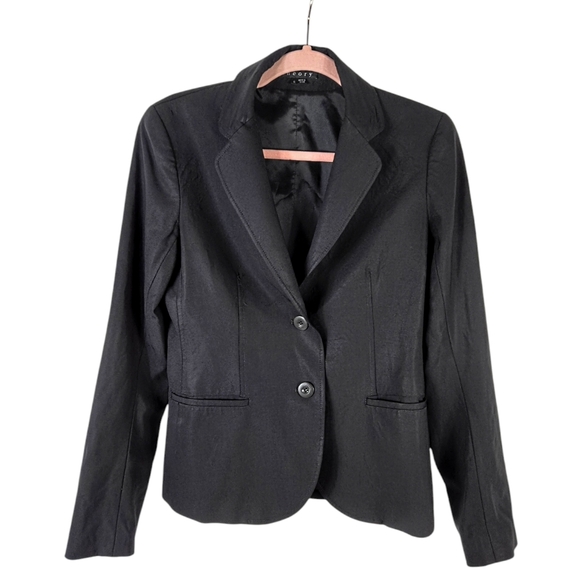 Theory Black Preppy Collared Buttoned Blazer - Picture 1 of 15